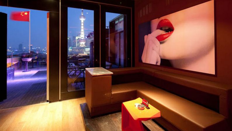 The rooftop terrace of Bar Rouge is a great place to get a shot of Shanghai's neon-lit skyline. 