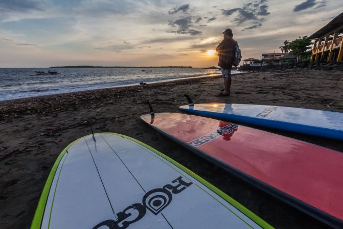 Carlos Deshon (pictured), who some consider the grandfather of surfing in Nicaragua, can often be found on the beach in Corinto. He's been surfing in Nicaragua for 30 years. Corinto is also popular for paddle boarding, which is relatively new to Nicaragua. 