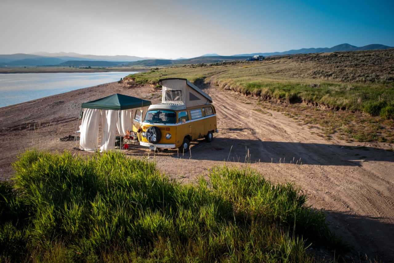 It may look like we've gone back in time to the '70s, but that's<a href="http://ireport.cnn.com/docs/DOC-1079160"> Jeremy Nix's </a>VW bus -- called "The Pig" -- in Williams Fork Reservoir, Colorado, a few summers ago. "The reservoir is extremely low due to drought conditions, which gives the whole area that desolate landscape look. It was like we had the entire place to ourselves," he said.