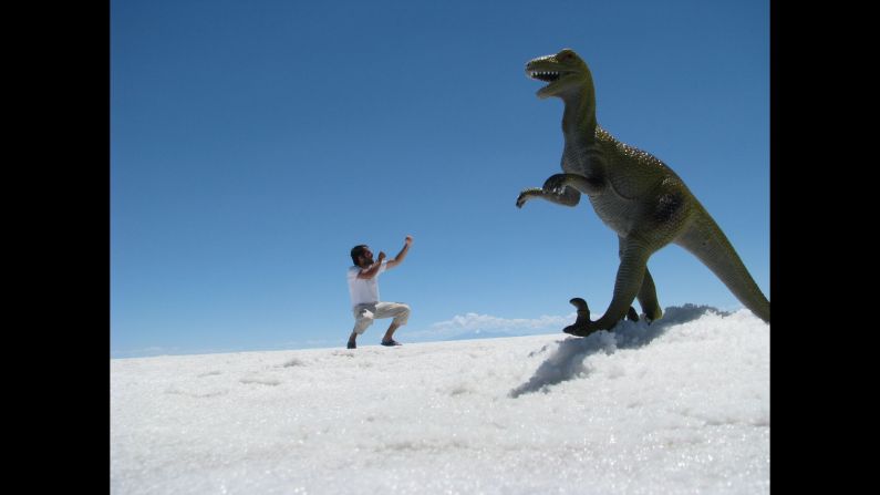 It took Samuel Jacques 30 tries and 45 minutes to create <a href="index.php?page=&url=http%3A%2F%2Fireport.cnn.com%2Fdocs%2FDOC-1183643">this shot </a>at Salar de Uyuni in Bolivia. A visual effects artist, "I was trying to get rid of all the small things that made the picture look fake," he said.