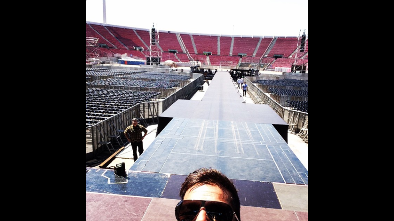 Only the top half of Ricky Martin's head can be seen in this selfie that the singer took at the National Stadium in Santiago, Chile, on Friday, October 24. "A day at the office!!! Yesss!" <a href="http://instagram.com/p/ui6S42P_D9/?modal=true" target="_blank" target="_blank">he wrote on Instagram.</a>