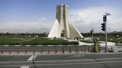 The tower in Azadi Square in Tehran, Iran, was built in 1971 in the shape of an upside-down Y.