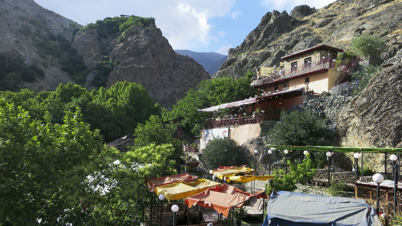 A series of beautiful restaurants is tucked up into the hillside of Darband, a mountainous neighborhood within Tehran's city limits.