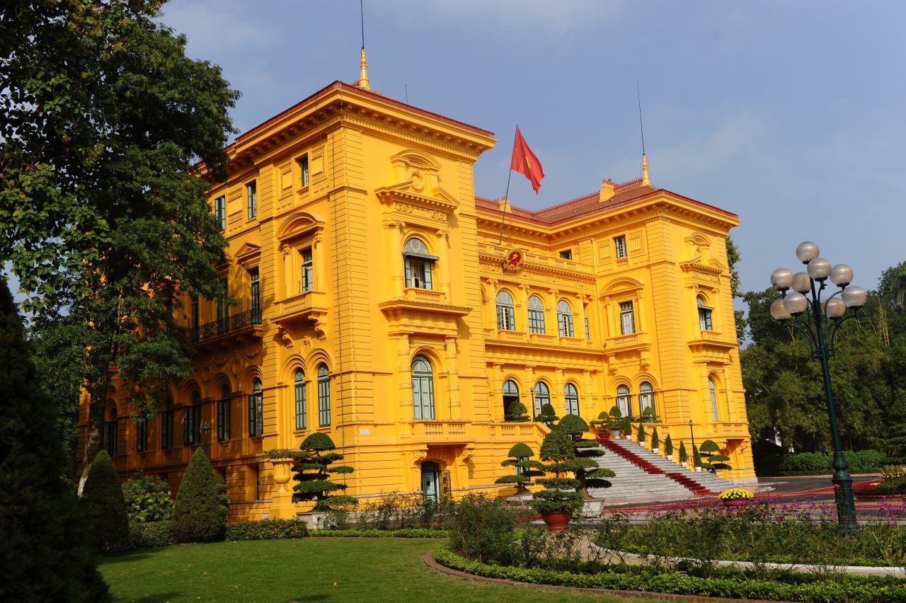 The Vietnamese presidential palace in Hanoi is pictured here on December 17, 2012. <a href="http://cnn.com/WORLD/9711/12/vietnam.france.summit/">The palace was built at the beginning of the 20th century for the governor of French Indochina.</a>