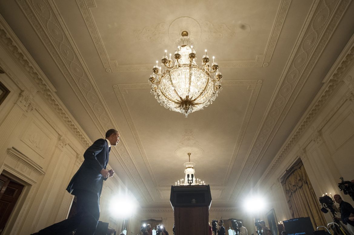 U.S. President Barack Obama arrives to deliver a statement in the East Room of the White House in Washington on May 15, 2013.