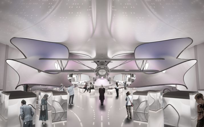 One of Hadid's latest projects is the new mathematics gallery at London's Science Museum, this image shows the proposed design for the gallery entrance. 