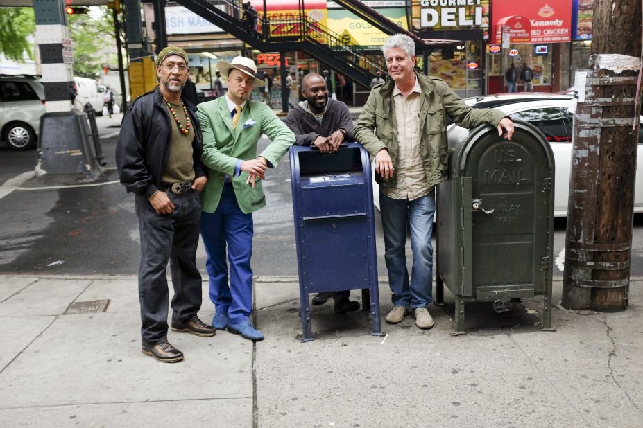 Many trace the birth of hip-hop to a party in an apartment building in the Bronx that DJ Kool Herc, whose real name is Clive Campbell, and his sister Cindy threw in 1973. Herc, far left, poses here with Baron Ambrosia, second from left, Desus and "Parts Unknown" host Anthony Bourdain outside Moodies Records during an episode focusing on the Bronx.