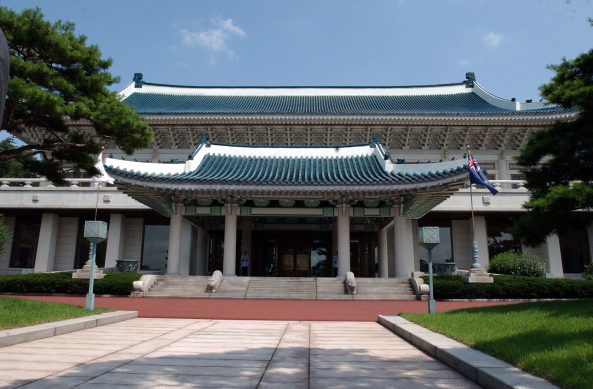 The Blue House is the residence and office of South Korea's President Park Geun-hye in Seoul, pictured here on July 25, 2003.