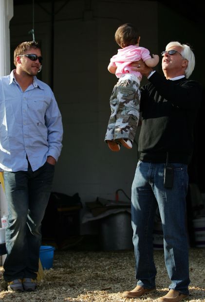 Baffert named one of his sons Bode -- pictured here with Miller at Churchill Downs -- and in 2012 his horse Bodemeister was runner-up at the Kentucky Derby and then the Preakness Stakes, having led both races, before skipping the third leg of the Triple Crown season. 