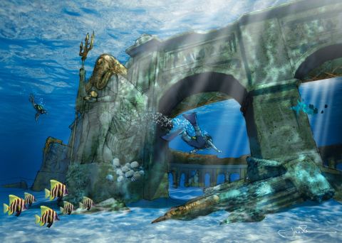 Pearl of Dubai is slated to be the world's largest underwater park. Aimed at snorkelers and scuba enthusiasts, the park will create a fictional lost world that will also act as artificial reefs.