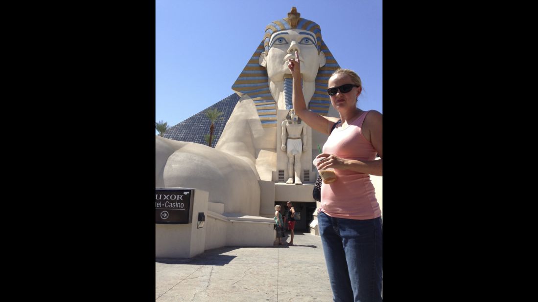 "I was being nosey and picked this photo. I know, it's snot very nice," jokes Heidi Thompson, who <a href="http://ireport.cnn.com/docs/DOC-1184387">gave the sphinx a helping hand </a>at the Luxor Hotel and Casino in Las Vegas.
