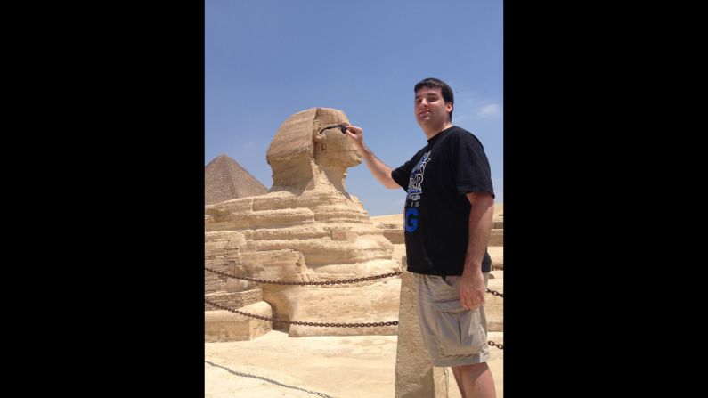 The Great Sphinx of Giza <a href="index.php?page=&url=http%3A%2F%2Fireport.cnn.com%2Fdocs%2FDOC-1184307">just got cooler</a> with a signature pair of sunglasses. Brad Bultman used his creativity when posing with the landmark during his July 2014 trip to Egypt. 