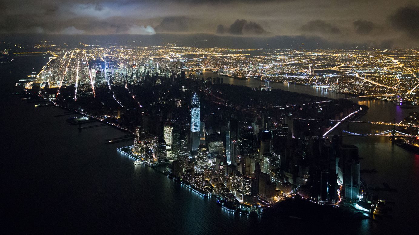 A blackout south of 39th Street in 2012. Superstorm Sandy cut power to millions in New York City.