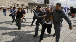 Israeli police detain activist Noam Federman after he tried to enter the Temple Mount in Jerusalem on Thursday, October 30.