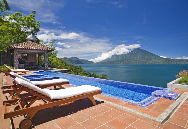 Who needs a beach? Casa Palopo overlooks Guatemala's Lake Atitlan and its three surrounding volcanoes.