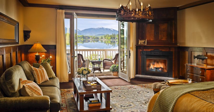 Mirror Lake Inn, a 125-year-old hotel that's housed Olympic athletes, features wrap-around private balconies. 