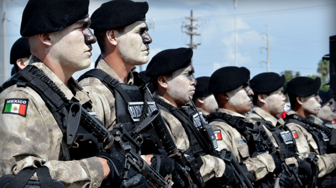 Members of the Grupo Hercules security force are shown in September, when the force was created. Some witnesses say they were the armed men who kidnapped three Americans in Mexico.