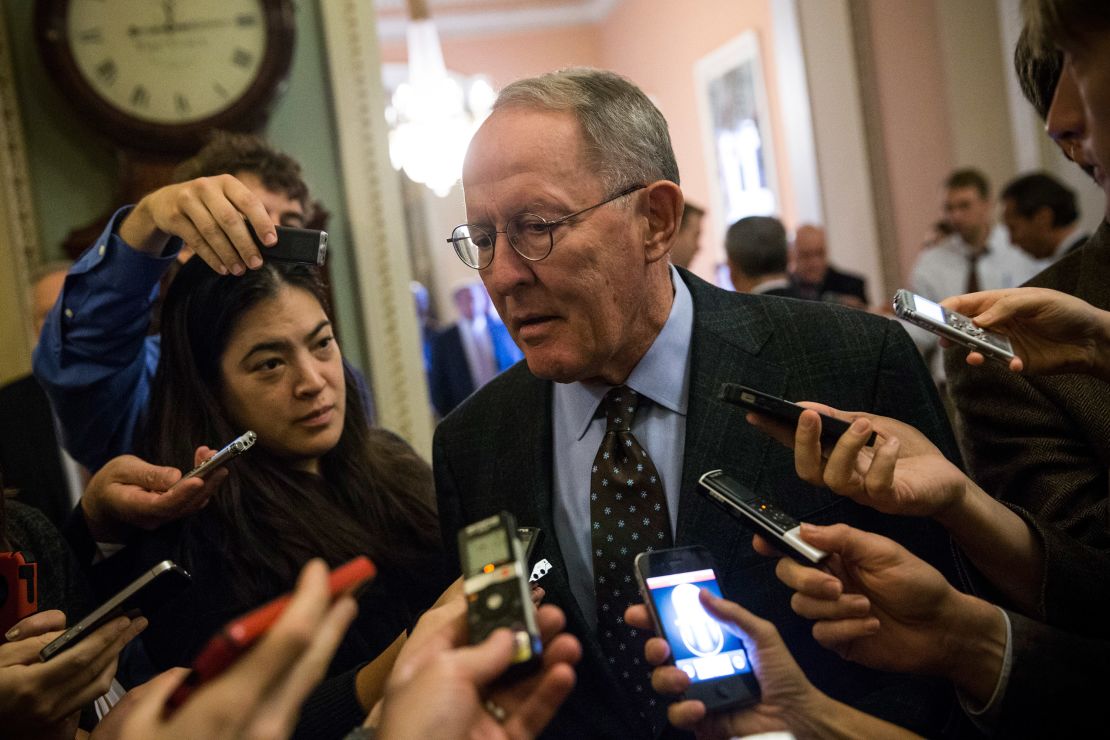  Sen. Lamar Alexander of Tennessee speaks to reporters on Capitol Hill in 2013.