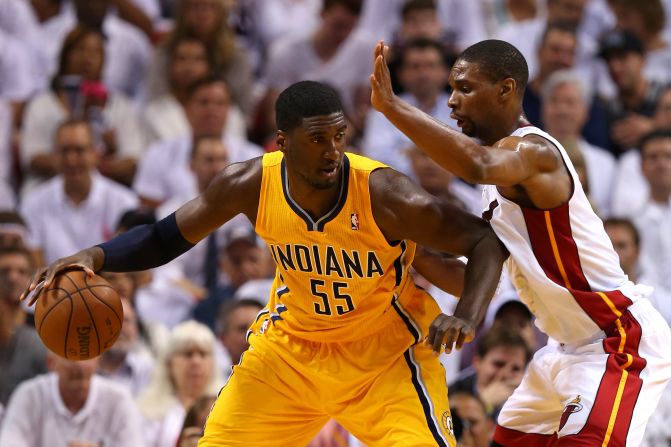 The most important area of the court to defend is around the basket, but some players are more effective than others. Using spatial data that shows where defenders are, Goldsberry can determine who holds shooters to low percentages and who fails to stop scorers. Roy Hibbert, pictured, is known to reduce his opponent's shots dramatically. 