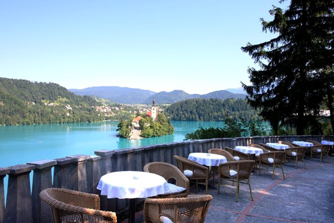Once home to Yugoslavian leader Josip Tito, Slovenia's Vila Bled offers views of the 17th-century church on Lake Bled Island. You can stay in Tito's apartment, now fitted with a massage tub.