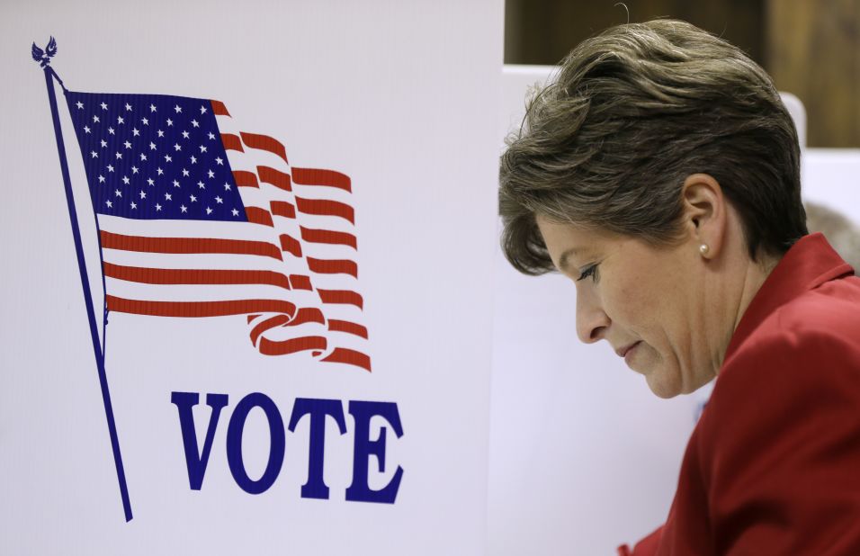 Ernst, a state senator in Iowa, casts her ballot November 4 in Red Oak, Iowa.