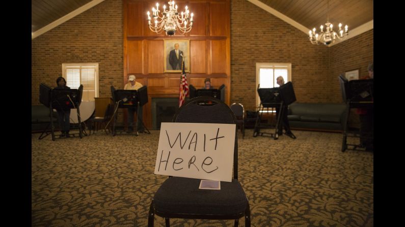 Voters cast their ballots at the Jamestown Town Hall in Jamestown, North Carolina.