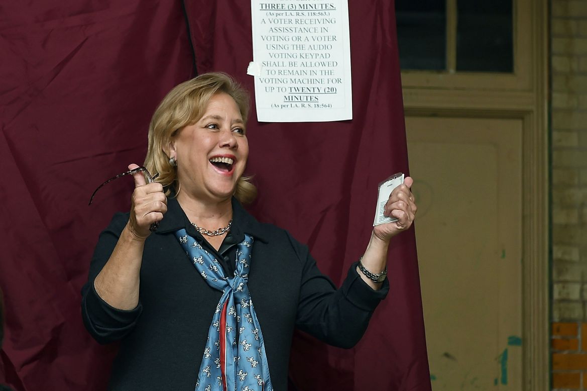 Landrieu gives a thumbs up while voting November 4 in New Orleans.