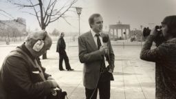 German journalist Fritz Pleitgen -- father of CNN correspondent Frederik Pleitgen -- reports from Berlin's Brandenburg Gate in 1980.