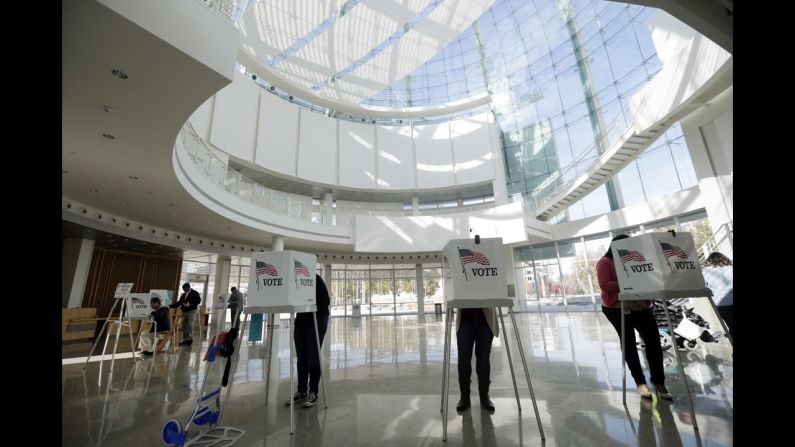 People vote inside the City Hall rotunda in San Jose, California.