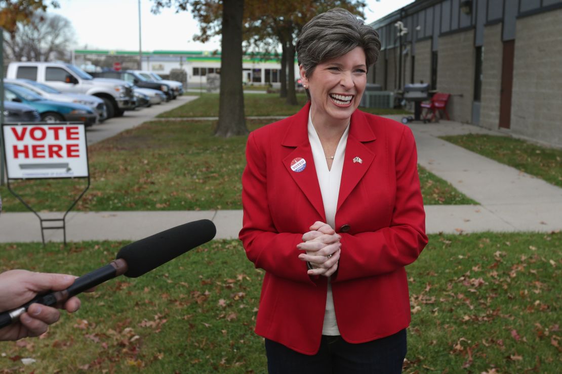 Sen. Joni Ernst on the campaign trail before her election.