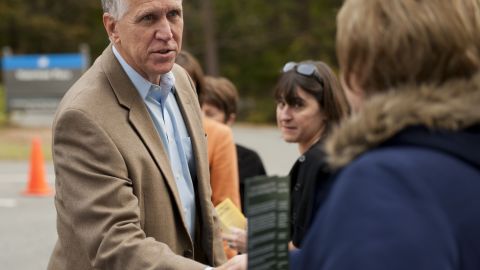 U.S. Rep. Thom Tillis (R-NC) greets supporters, volunteers and voters on November 4, 2014. 