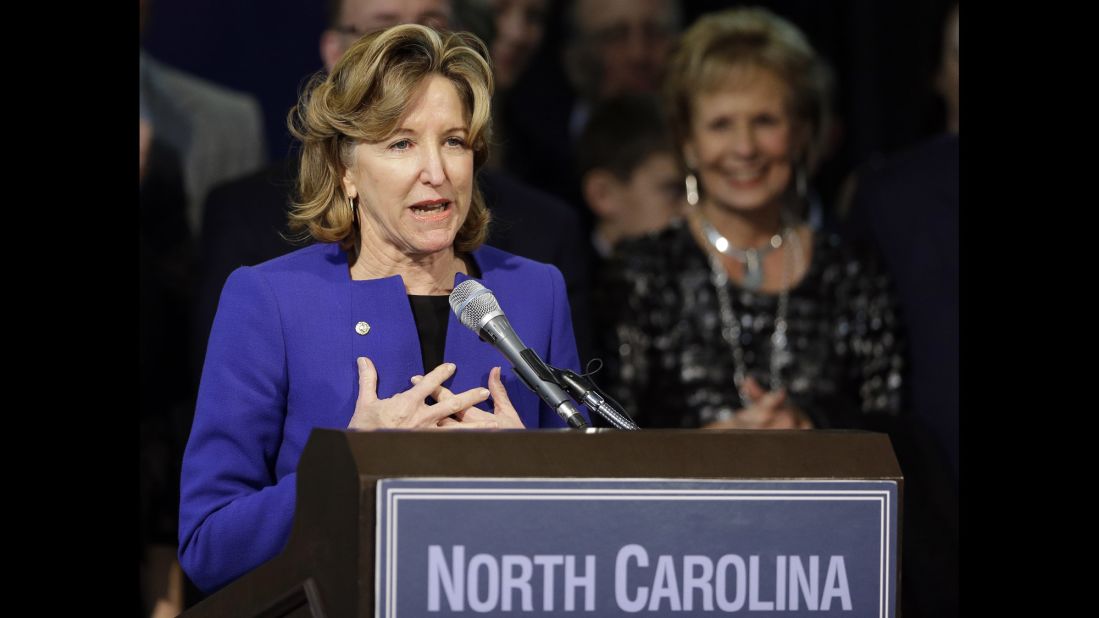 Hagan gives her concession speech in Greensboro on Tuesday, November 4.