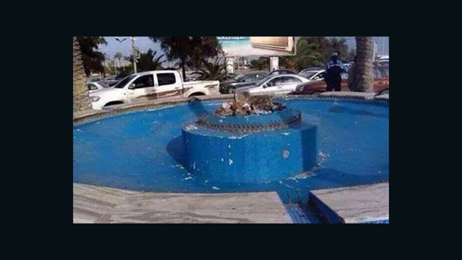 The statue sat in a fountain at the eponymous Gazelle Roundabout in central Tripoli, near the Mediterranean. 