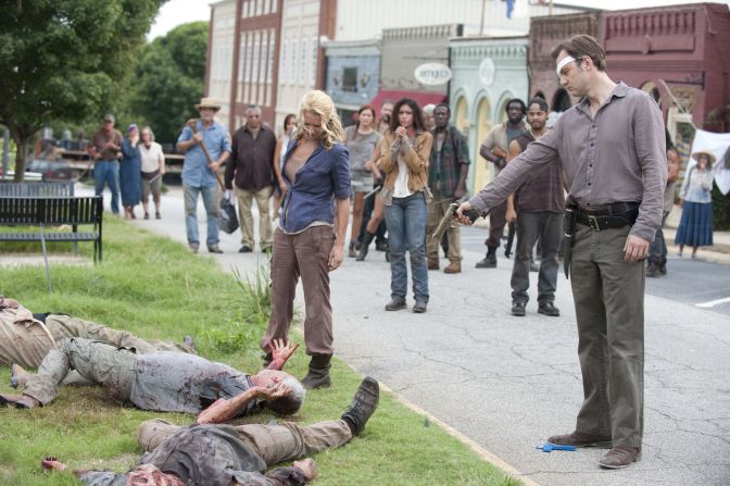 By season three, the action has moved to the fictional town of Woodbury.