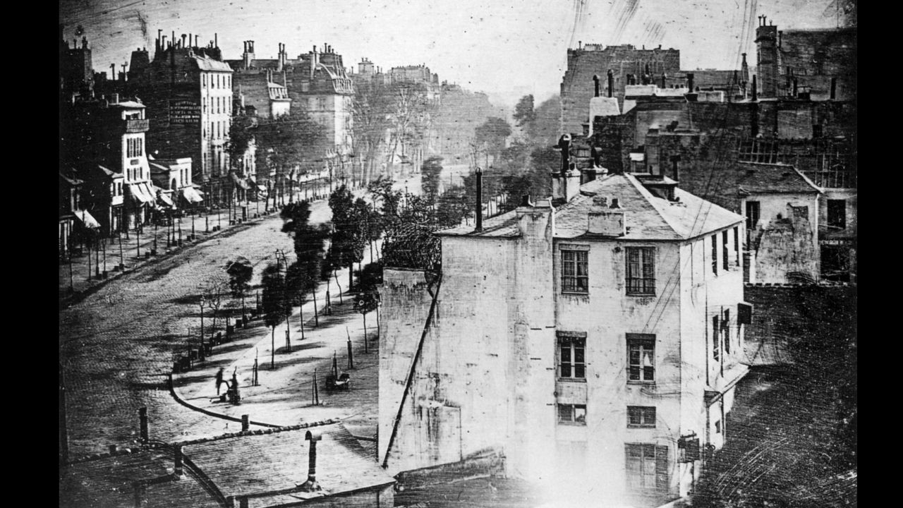 This photo of a Paris street was taken by Louis Daguerre in 1838. 