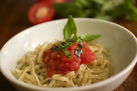 This spaghetti dish was created using the "Foodini" -- a 3D printer for food.