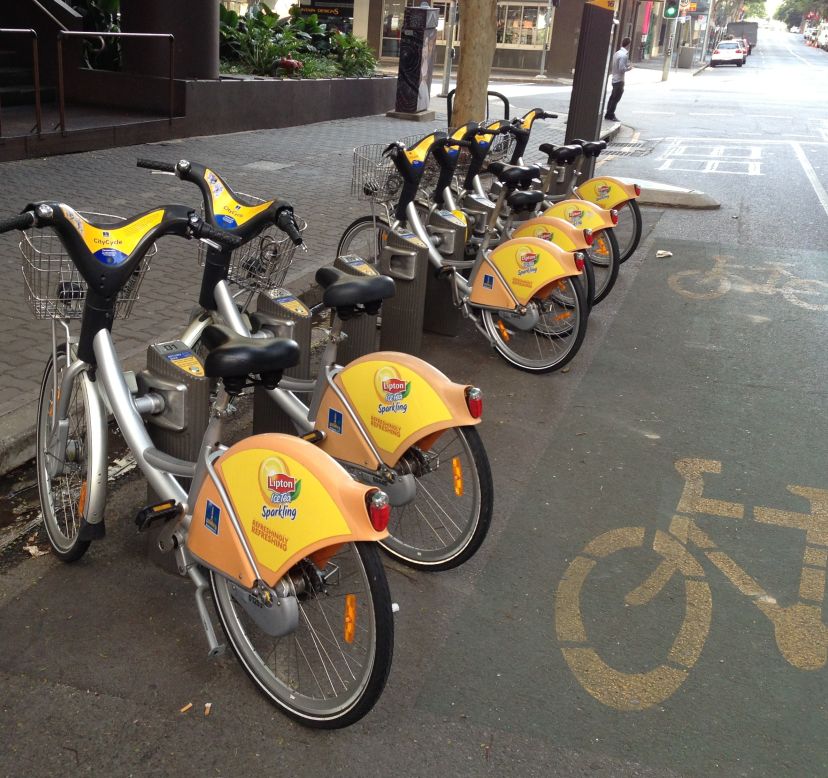 Brisbane's CityCycle rental bikes allow visitors to rent a set of wheels from 150 stations across town.
