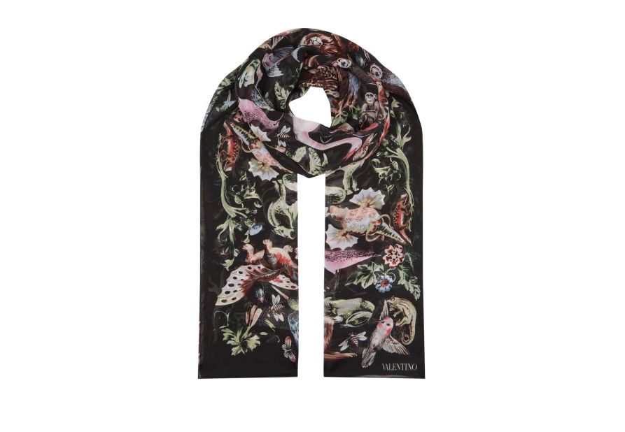 Strong winds can be a distraction when animal tracking. Inspired by wildlife, the Valentino Rome Safari silk chiffon scarf protects you from sand and dirt.