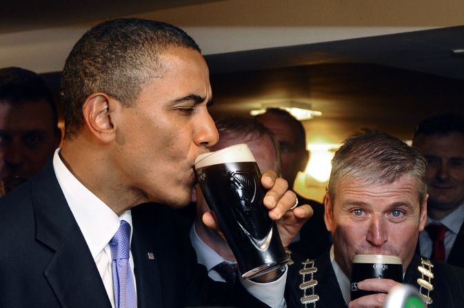 There's plenty of good beer out there, but none excite memories of Ireland like a healthy snort of Guinness. We bet he wishes he were back here once in a while. 