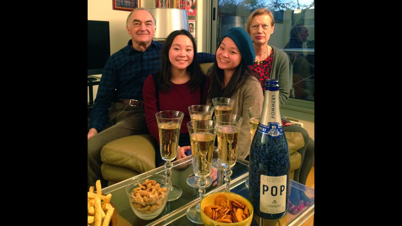 Futerman, right, with Bordier and her parents, Jacques and Patricia Bordier.