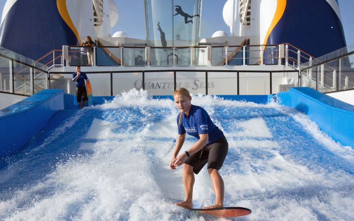 Like several other Royal Caribbean ships, Quantum of the Seas is equipped with a FlowRider -- a 40-foot long surf simulator.