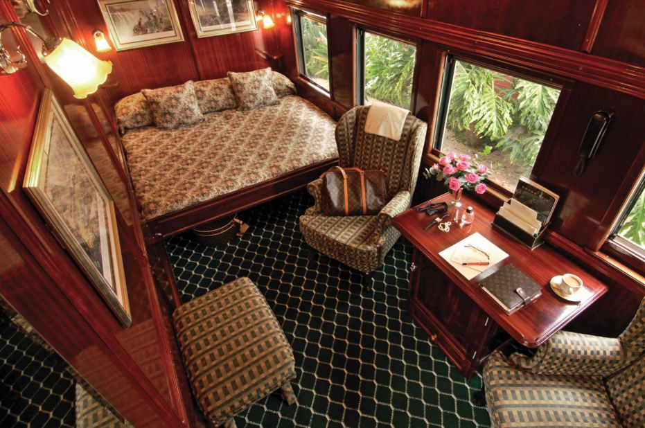 Each of Rovos Rail's 16 square meter Royal Suites take up half a carriage. Not surprising given they all come with a private lounge area and full bathroom with Victorian bath and separate shower. 