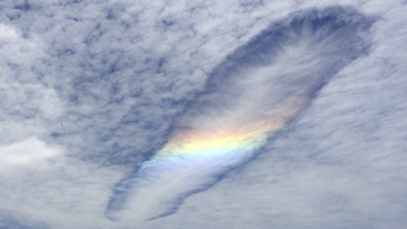 A fallstreak hole forms in the sky over Wonthaggi, Australia, on Monday, November 3. The relatively rare phenomenon occurs after part of a cloud freezes. The ice crystals are heavy, so they fall out of the cloud, leaving a hole.