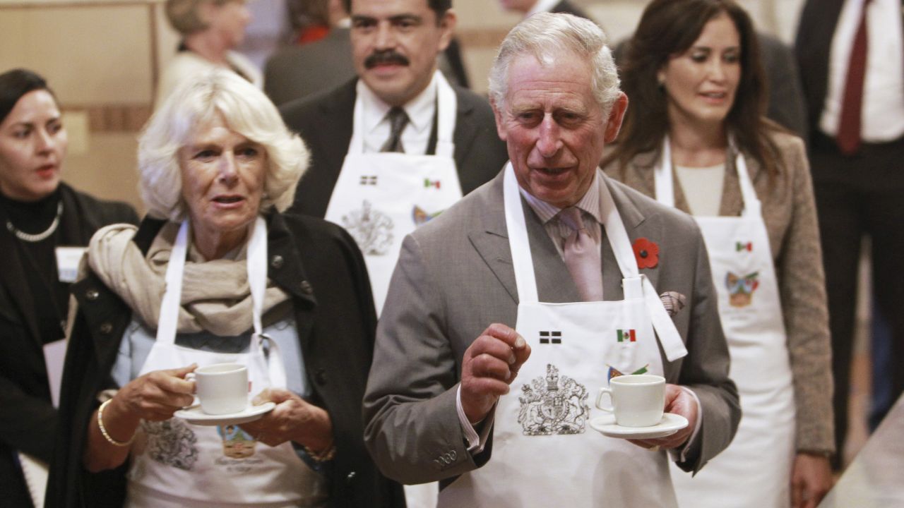 Camilla, Duchess of Cornwall, and Britain's Prince Charles visit the Museum of Paste in Pachuca, Mexico, on Sunday, November 2. Charles and Camilla were in Mexico on a four-day official visit.