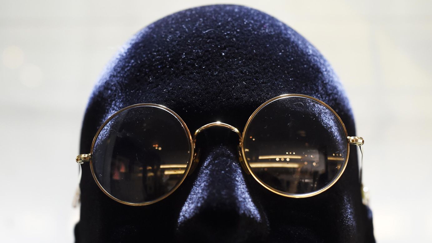 Glasses worn by John Lennon are on display on Monday, November 3, ahead of the upcoming "Icons & Idols: Rock n Roll" sale at Julien's Auctions in Beverly Hills, California.