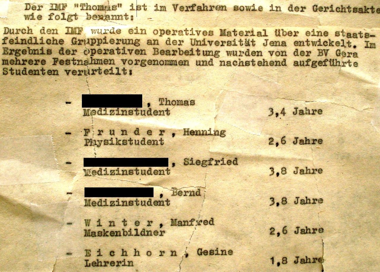 Frunder was contacted by the agency after pieces of paper were discovered with his name and the name of the Stasi agent who betrayed him.