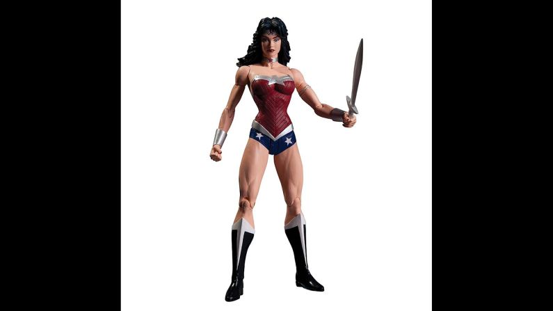 This action figure portrays Amazonian princess Wonder Woman as muscular, strong and bold. The bustier and briefs ensemble harks back to the classic costume from the '70s Lynda Carter television series. The latest <a href="http://www.cnn.com/2014/07/28/showbiz/movies/wonder-woman-gal-gadot-photo-batman-v-superman/">big-screen</a> Wonder Woman's look stirred some controversy when a mockup was released last summer.