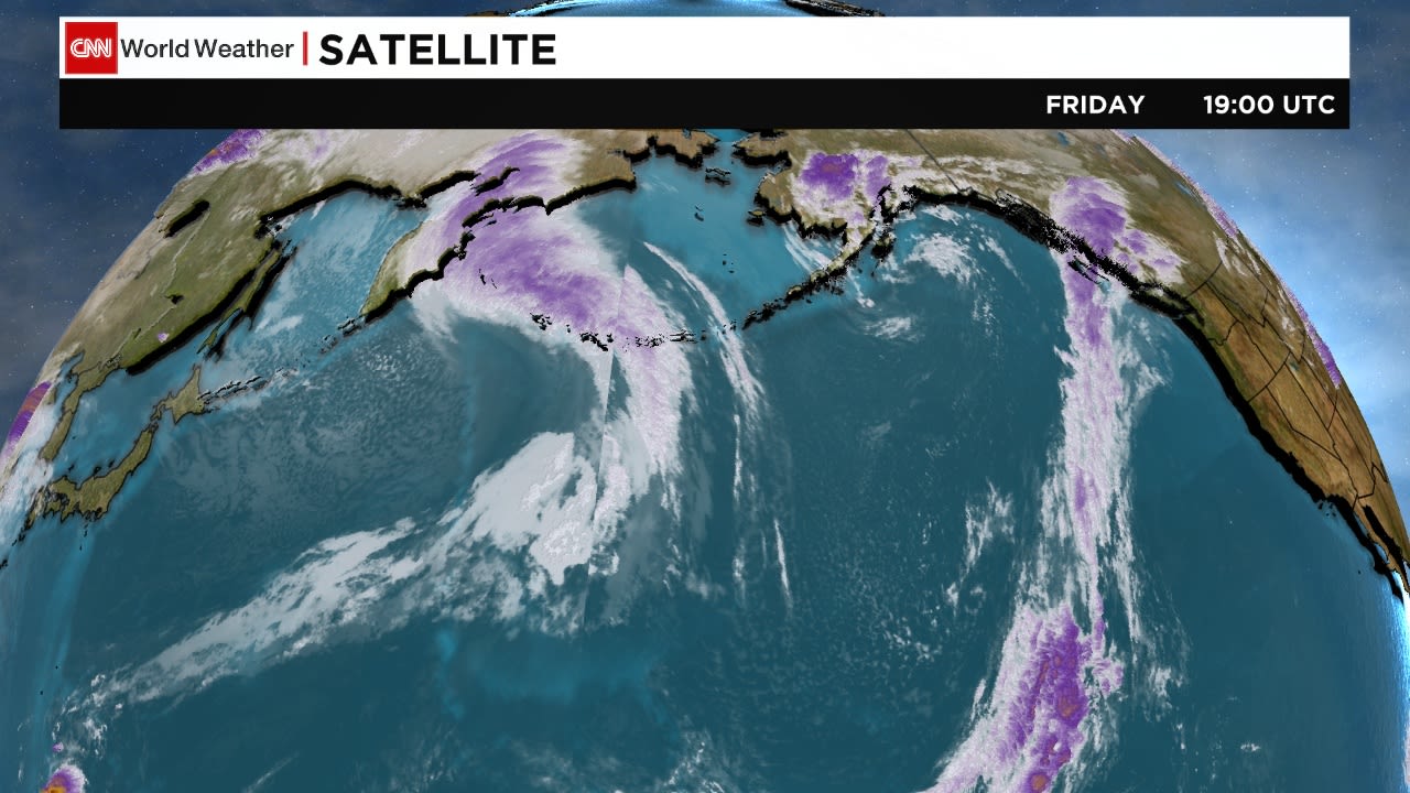 This satellite image shows the remnants of Super Typhoon Nuri as it approaches the Pacific North on Friday.