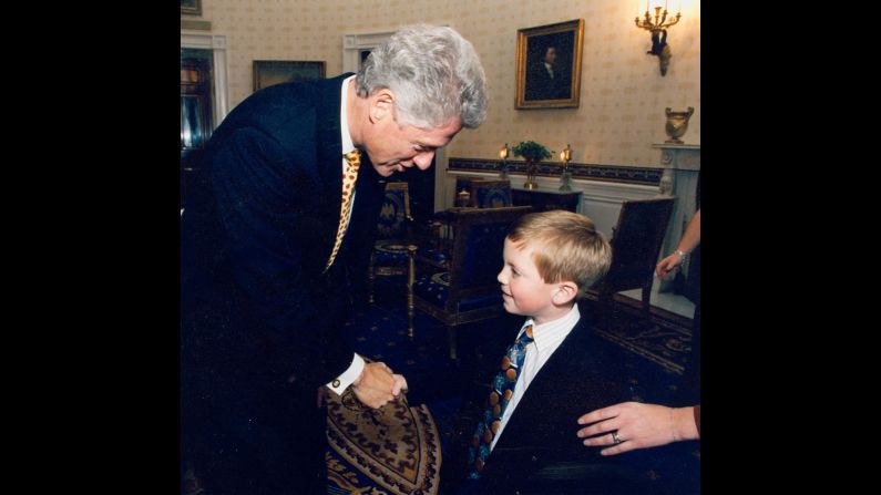 Tyler Summitt meets his second president. Bill Clinton invited the Lady Vols to the White House in October 1997 after they won the national title in the spring.