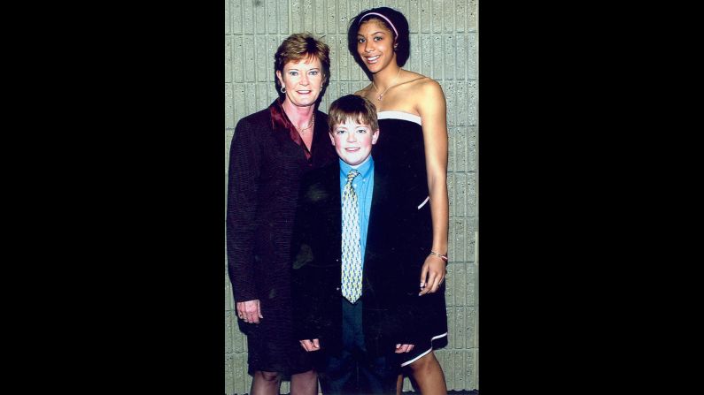 "Tyler developed a love for the game and became a student of the game very early in his life," Pat Summitt says. Here, they celebrate with former Tennessee great Candace Parker at the 2004 Naismith Award banquet.